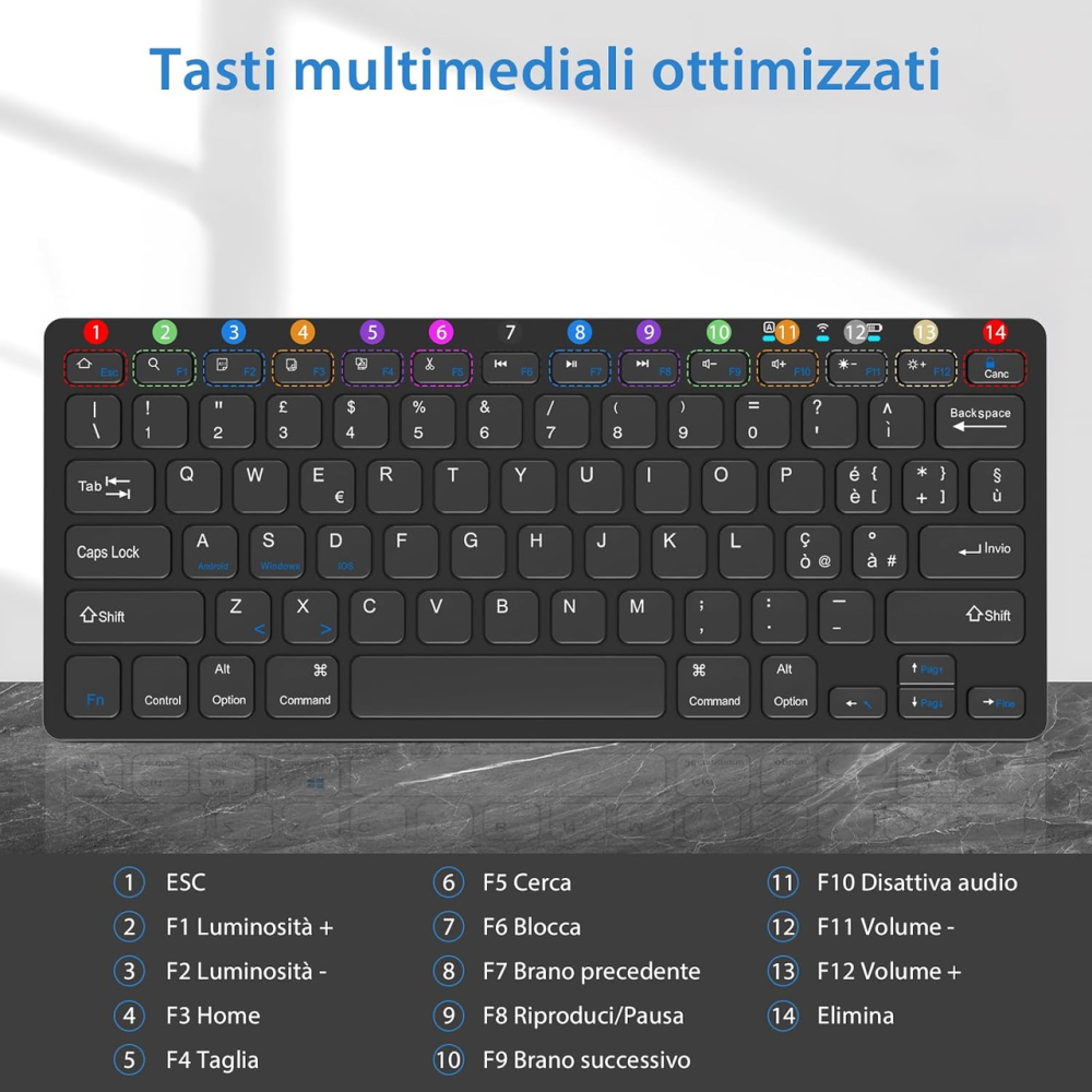 Беспроводная Bluetooth-клавиатура KBCASE для iPad, Samsung, Android, Windows, iOS, QWERTY, 10 м, тихая, черная Киев - изображение 5