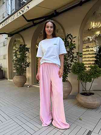 Жіночі базові об'ємні штани в стилі оверсайз турецький велюр Рожевий Одеса