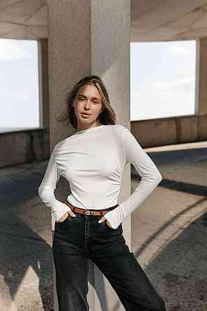 Жіночий базовий боді з драпіруванням мікро дайвінг Молочний, 42/44 Одеса