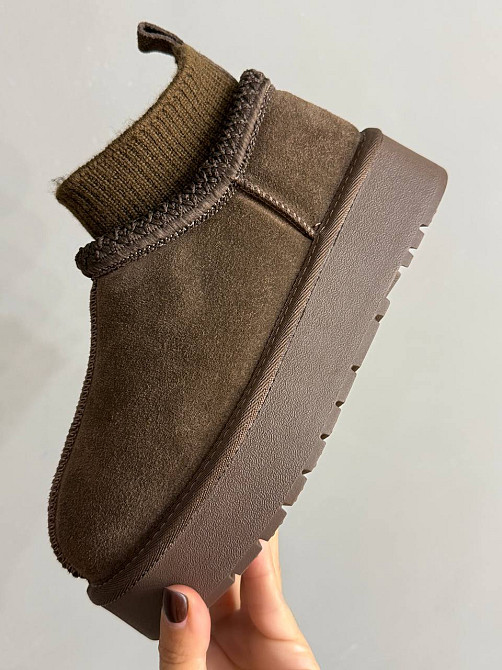 Угги женские Hengji 90-7 с носком и вышивкой натуральная замша коричневые, 40, 25,5 см Киев - изображение 2