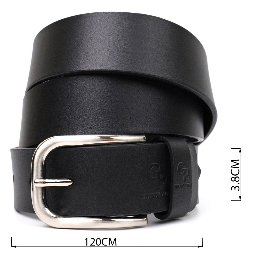 Кожаный мужской ремень под джинсы GRANDE PELLE 11682 Черный Киев - изображение 3