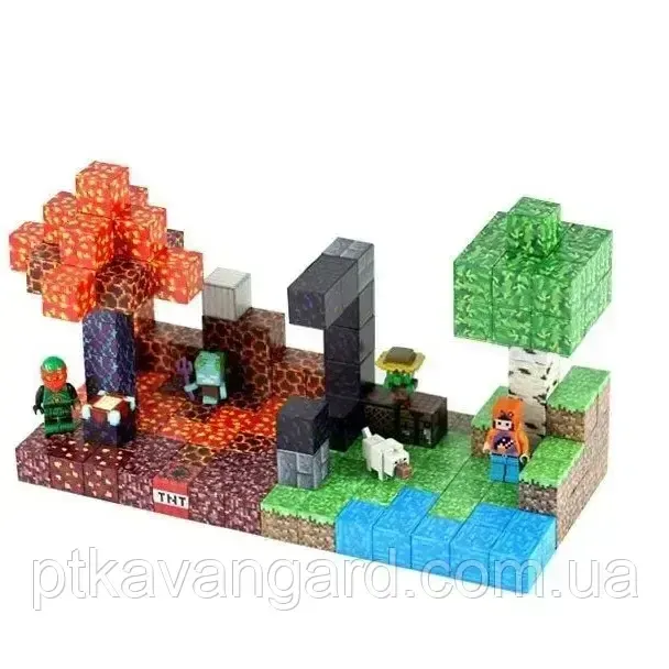 Магнітний конструктор Minecraft два біоми 164 магнітних блоків + 5 фігурок Dream World LZCK 078 Хмельницький - фото 7
