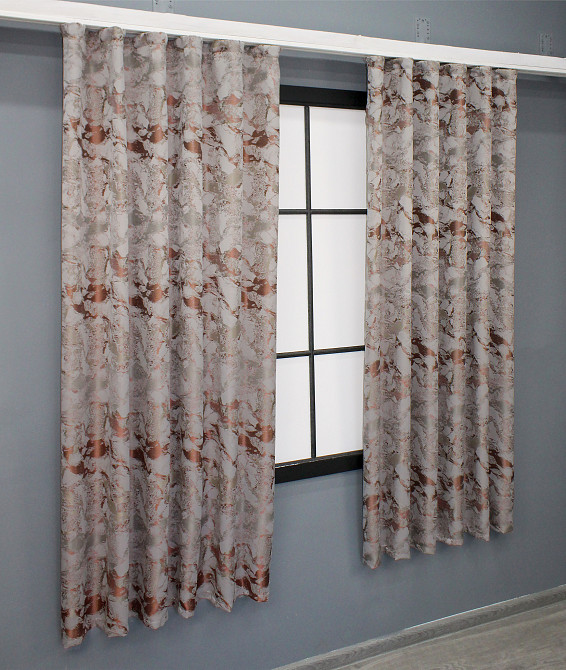 Комплект коротких штор VR-Textil Жаккард Мрамор Al3 № 1600ш Бежевый с терракотовым 145х170 см 2 шт (35-0240) Киев - изображение 3