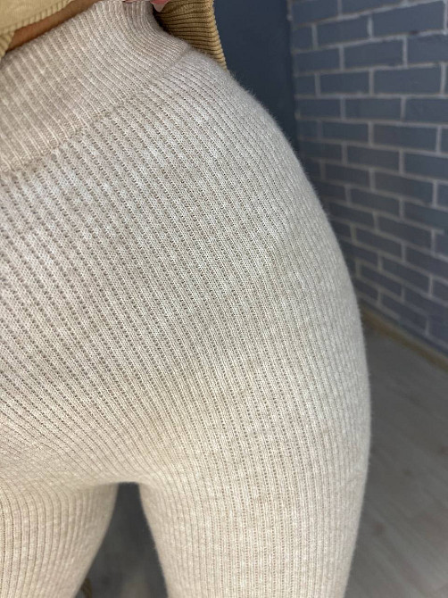 Лосини жіночі U 6161 - 6126 в'язка рубчик теплі з начесом на ангорі one size бежеві, бежевий, one size Київ - фото 6