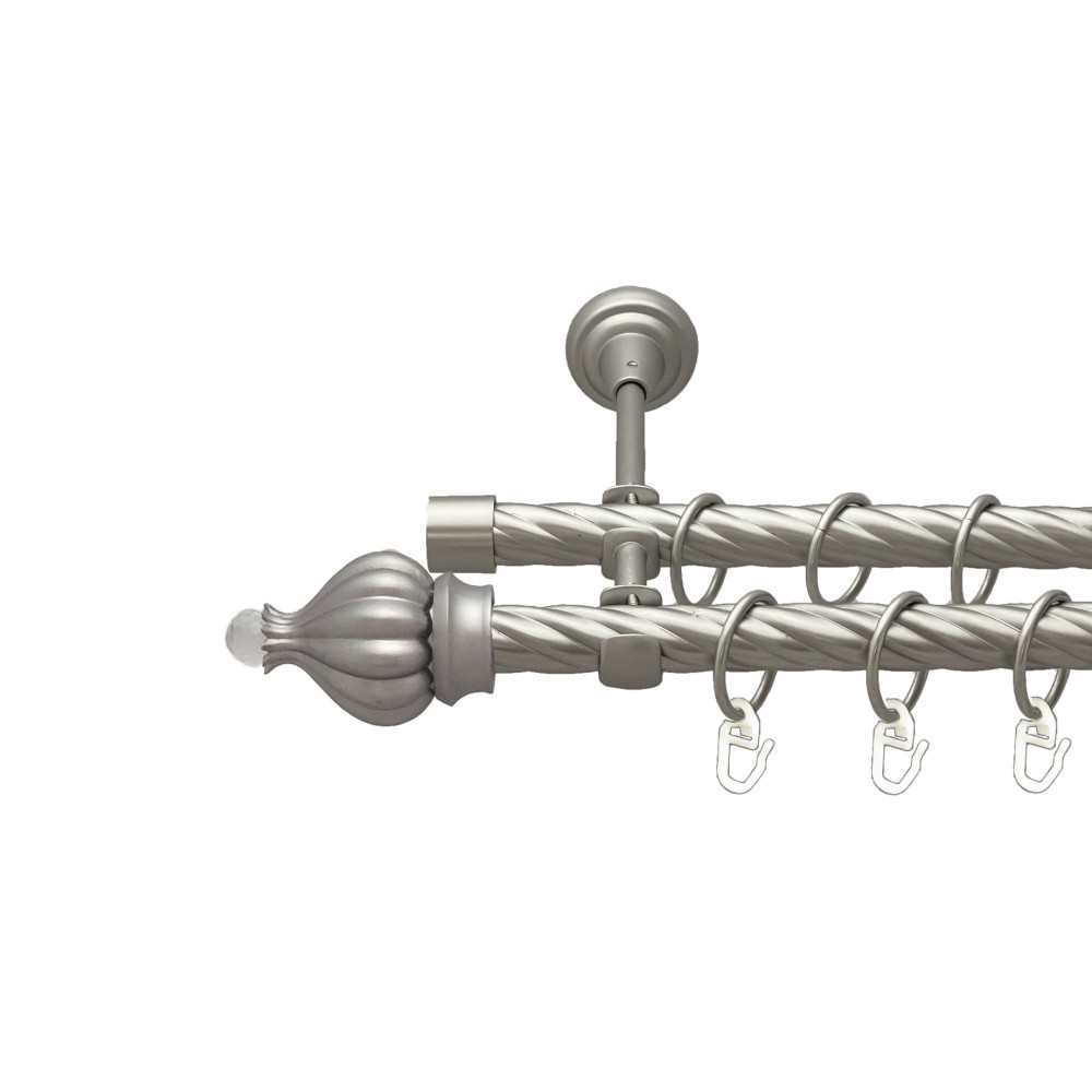 Карниз Orvit Таджа-Кристал металевий дворядний відкритий скручена труба кільце металеве Сатин 19\19 мм 200 см (00-00023243) Львів - фото 1