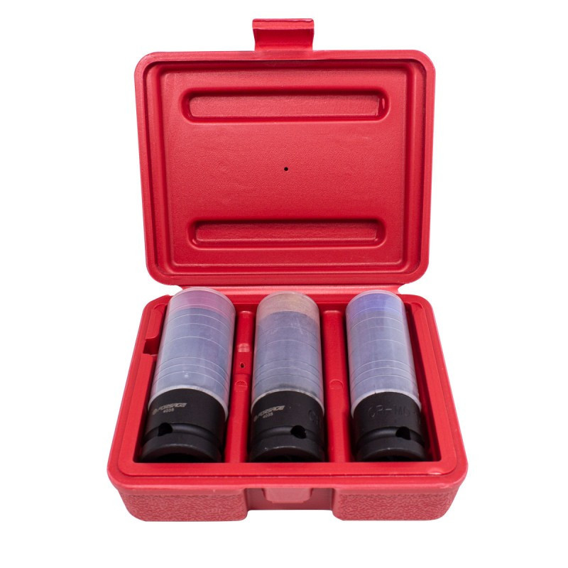 Набір головок ударних глибоких тонкостінних в захисному кожусі 3 пр.1/2" 6-гранна(17,19,21мм) Forsage F-4035 Одеса - фото 3