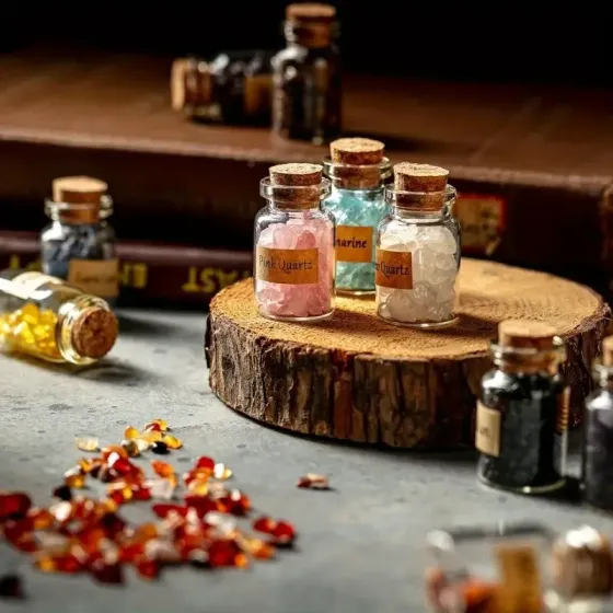 Набор 12 мини-бутылочек с крошкой натуральных камней – 3 см Киев