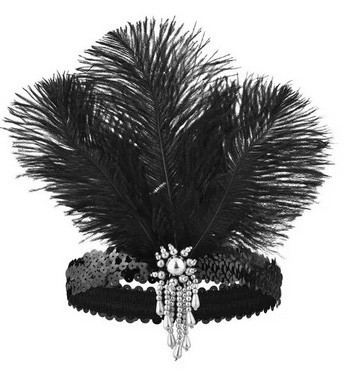 Пов'язка для волосся чорна з пір'ям Київ - фото 1