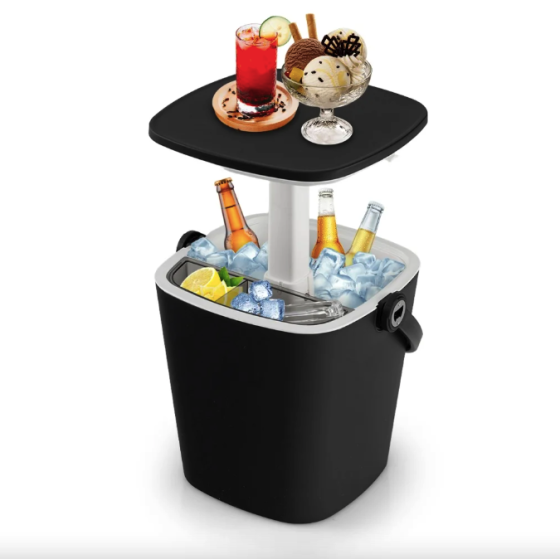 Стіл-холодильник Costway Gobar 3-в-1 з підйомною кришкою 15L чорний Київ