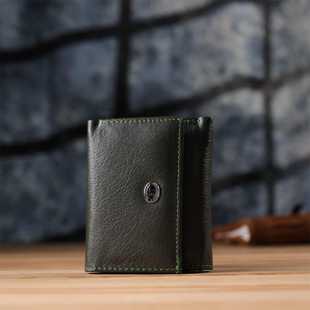 Жіночий мініатюрний гаманець із натуральної шкіри ST Leather 23083 Зелений Київ - фото 9