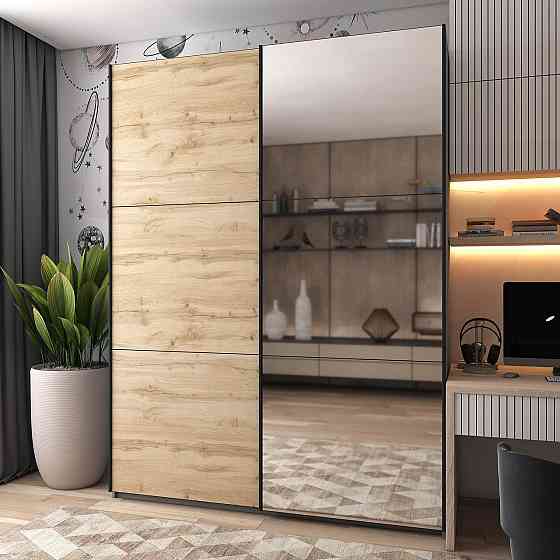 Шафа-купе двохдверна Doros G-Caiser 180х60х240 см Графіт/Дуб евок/1 Дзеркало (DRS-011227) Львів