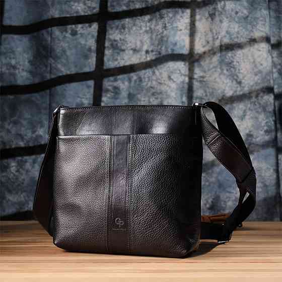 Красивая сумка через плечо для мужчин из натуральной кожи GRANDE PELLE 22883 Черная Киев