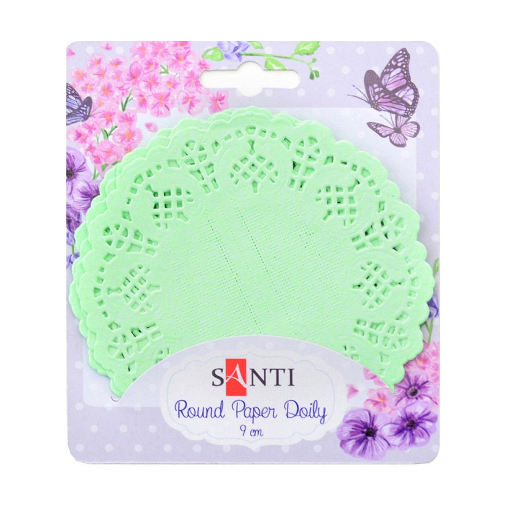 Набор серветок ажурних "Santi" 741676  круглих, колір світло-зеленый, діаметр 9 см, 12 шт., шт Київ - фото 1
