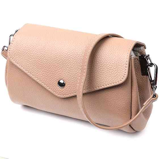 Компактна шкіряна сумка з трикутним клапаном Vintage 22256 Бежева Київ