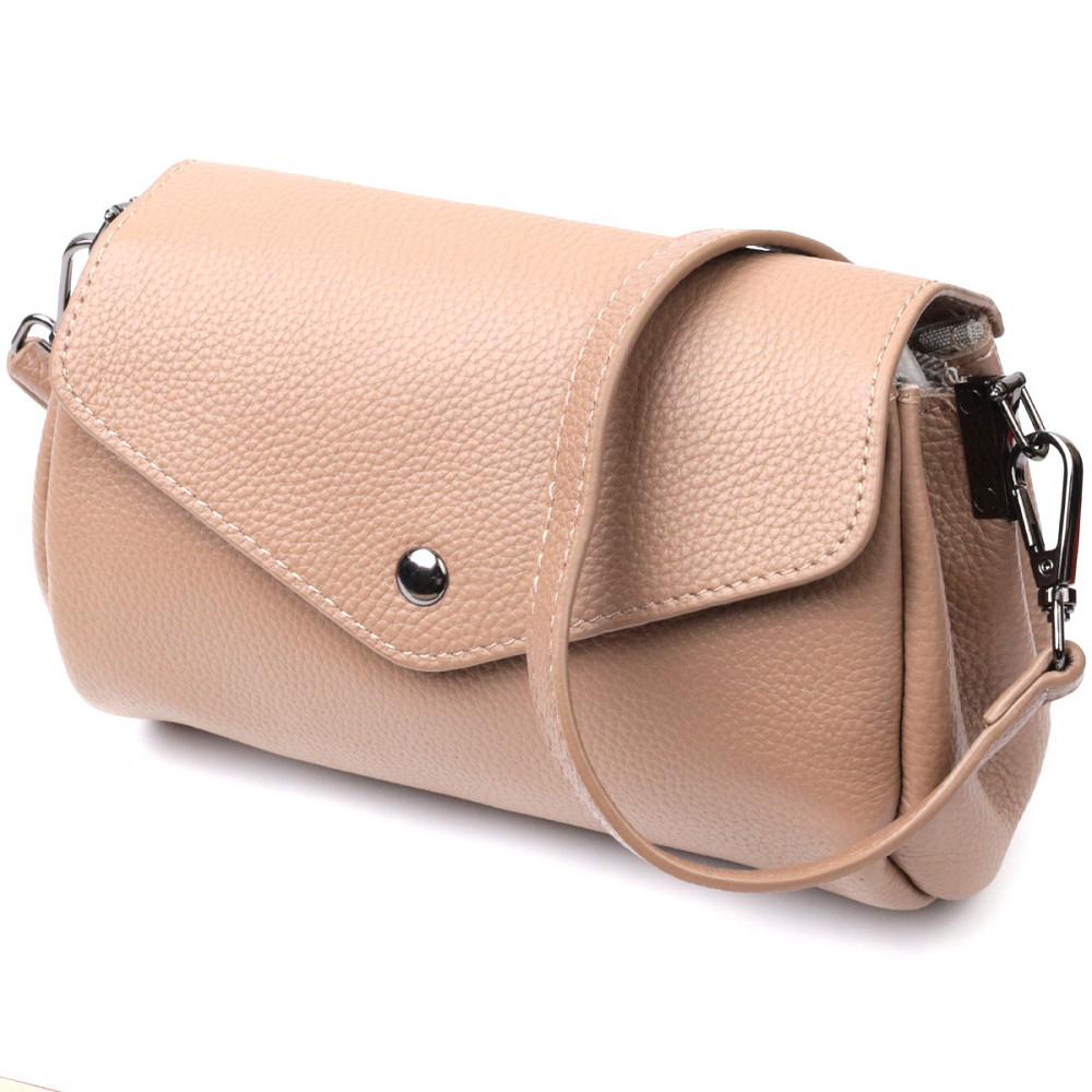 Компактна шкіряна сумка з трикутним клапаном Vintage 22256 Бежева Київ - фото 1