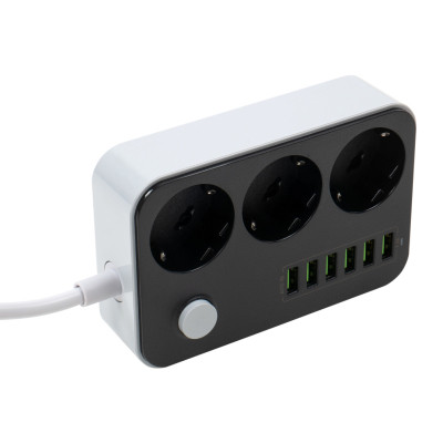 Мережевий фільтр живлення ColorWay CW-CHЕ36B, 3 розетки/6USB Black 1.8M (CW-CHE36B) Вінниця - фото 3