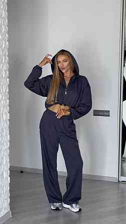 Женский трендовый базовый спортивный костюм трехнить петля Графит, 46/48 Одесса