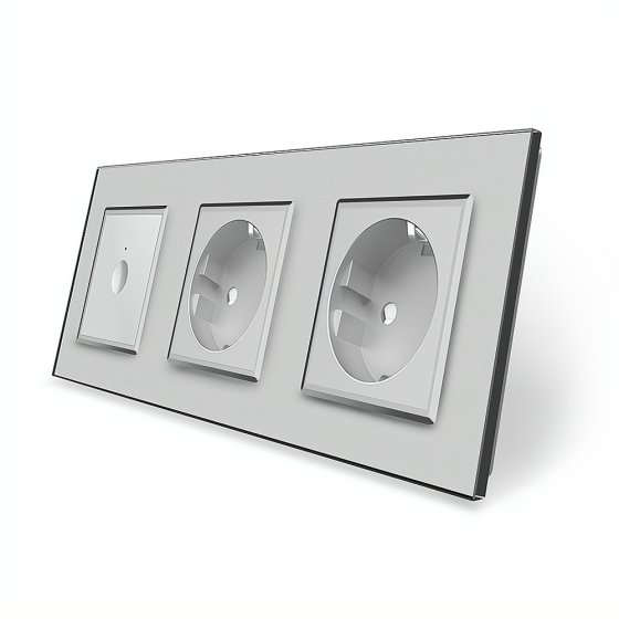 LIVOLO Сенсорний вимикач Sense 1 сенсор 2 розетки Livolo сірий скло (VL-C7FC1/FCTC16A/FCTC16A-6 Коломия