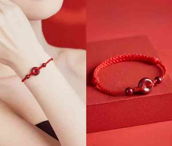 Красный браслет из киновари на плетеном шнурке – талисман удачи и защиты Киев