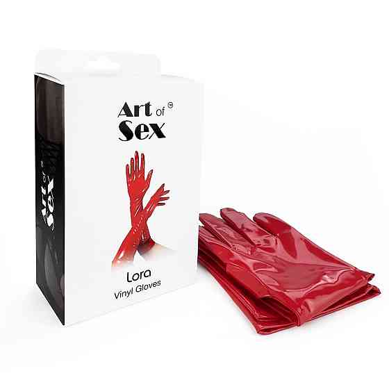 Глянцевые виниловые перчатки Art of Sex - Lora, размер L, цвет Красный Sex Aura Киев
