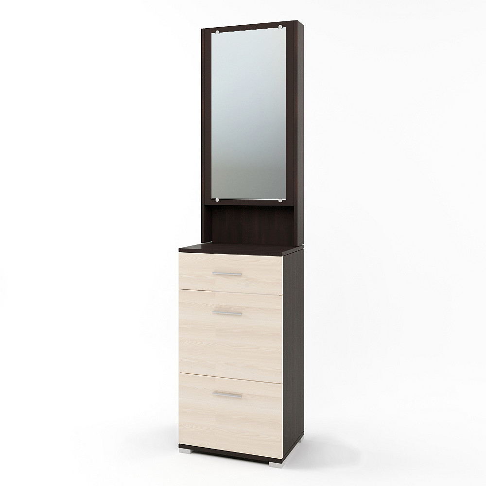 Тумба для обуви с зеркалом Эверест Бриз ТО-4 50х38х210 венге + дуб молочный (DTM-2206) Львов - изображение 1