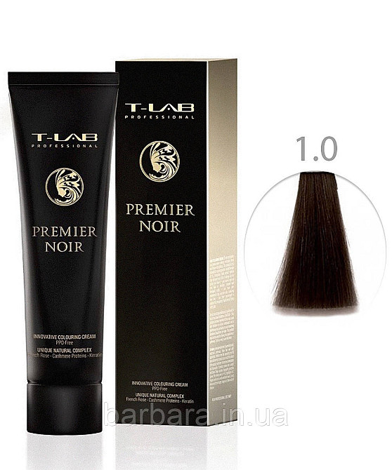 Крем-краска для волос T-LAB Professional Premier Noir Colouring Cream 1.0 натуральный черный Киев - изображение 1