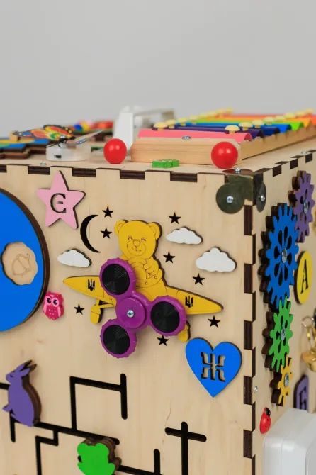 Розвивальний бізікуб 30*30*30 для дітей куб Бізіборд для хлопчика та дівчинки від 6 міс дитячий дерев'яний для дрібної моторики Тернопіль - фото 16