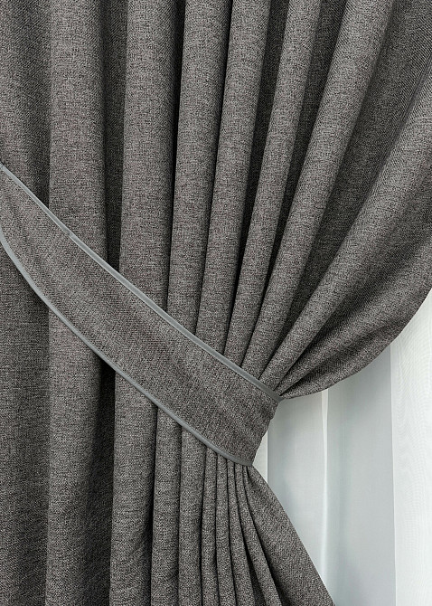 Комплект готовых штор VR-Textil Лен ELEMENTA № 1868ш Серый 200х270см 2 шт (32-183) Киев - изображение 5