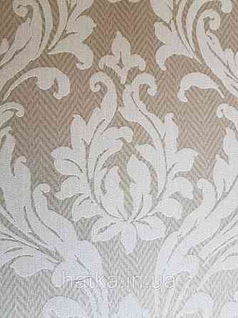 Текстильні шпалери на флізеліновій основі Cador Rasch Textil 086651 оливковий основа зигзаги вензелі бежевий Київ