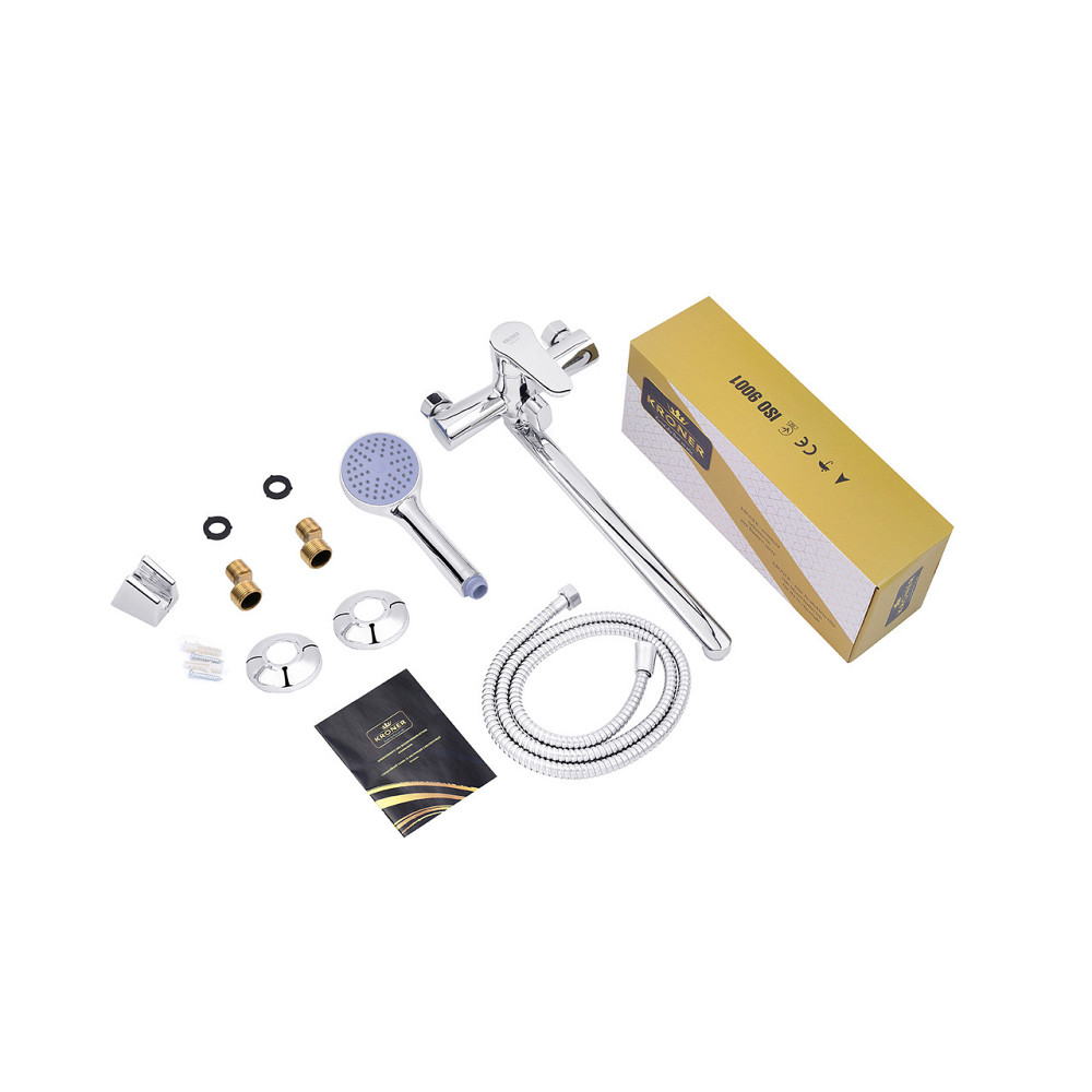 Змішувач для ванни Kroner KRM Elbe - C070 з душовим гарнітуром, хром Київ - фото 9