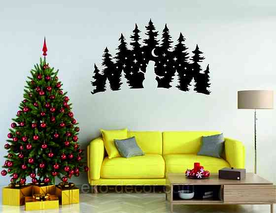 Декоративное настенное Панно «Новый год», Декор на стену 110*70 см, Чёрный Киев