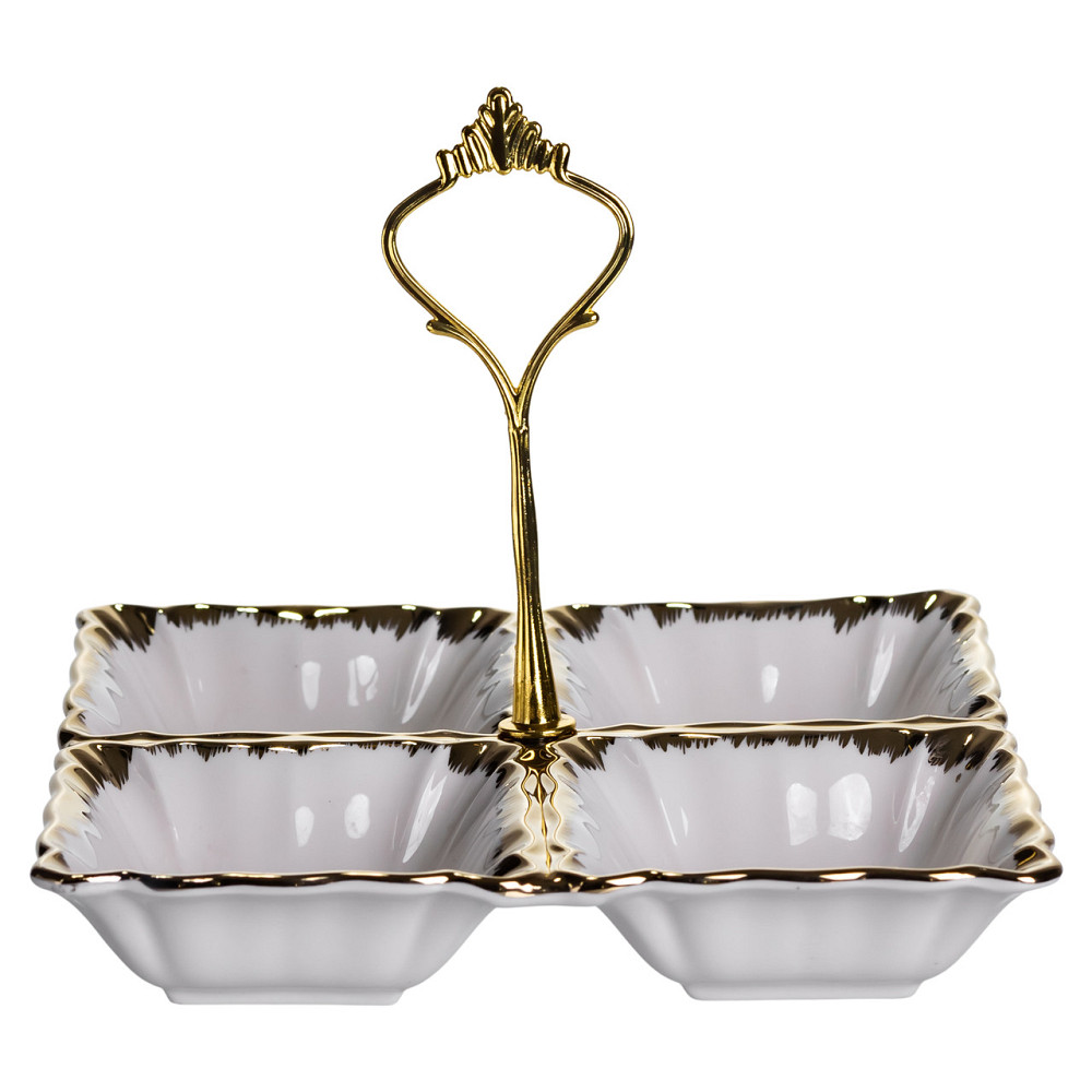 Yiwu Менажниця порцелянова на 4 секції для закусок тарілка менажниця 18×18×3 (см) менажниця з р Коломыя - изображение 1