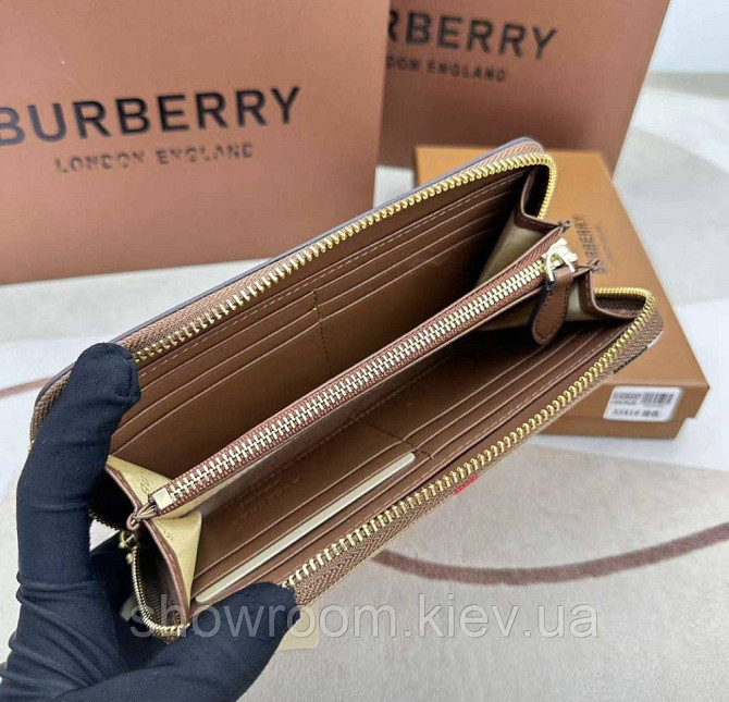 Жіночий шкіряний гаманець Burberry (3341) brown Київ - фото 7