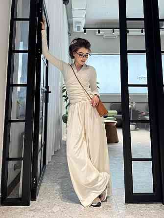 Женский стильный повседневный костюм двойка вискоза Молочный Одесса