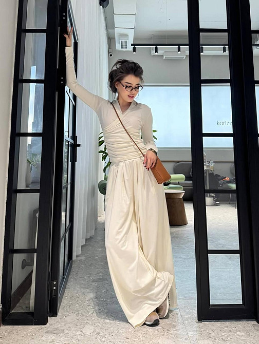 Женский стильный повседневный костюм двойка вискоза Молочный Одесса - изображение 3