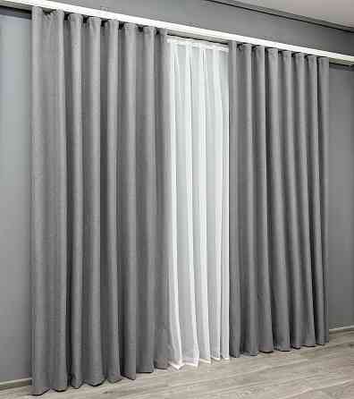 Комплект готовых штор VR-Textil Блэкаут двусторонний ASHEN NIGHT № 1851ш Серый 200х270 см 2 шт (32-221) Киев