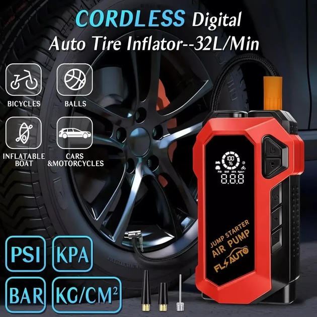 Пускозарядное устройство Jump StaRter для автомобиля 2000мАч с компрессором (Красный) Винница - изображение 6