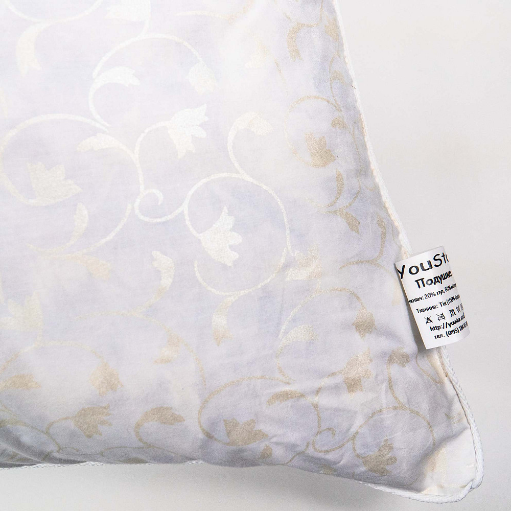 Подушка пуховая YouStar 30% пух 70% перо - упругая 70x70 см (Серебро) Сумы - изображение 2
