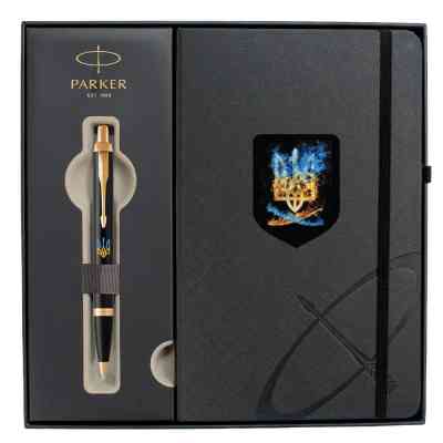 Ручка кулькова Parker IM 17 UKRAINE Black GT BP Палаючий Тризуб + блокнот Parker + подар.упаковка GIFT24 (22032b24_T1170u) Вінниця