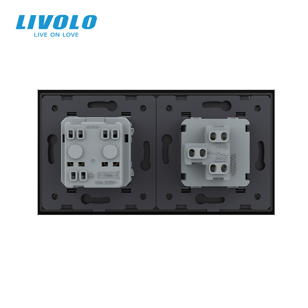 LIVOLO Одноклавішний вимикач з розеткою Livolo чорний скло (VL-C7C1EUK1-12) Коломыя - изображение 8