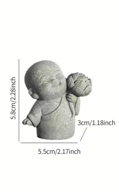 Статуетка маленький монах з лотосом, декоративна фігурка дзен, буддійський декор для дому Київ - фото 3