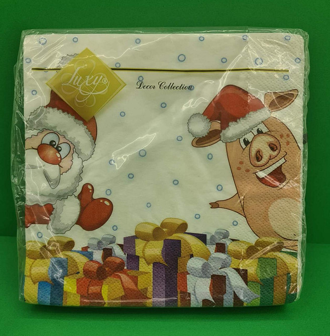 Новогодняя бумажная салфетка (ЗЗхЗЗ, 20шт) LuxyНГ Веселая парочка(1228) (1 пачка) Харьков - изображение 1