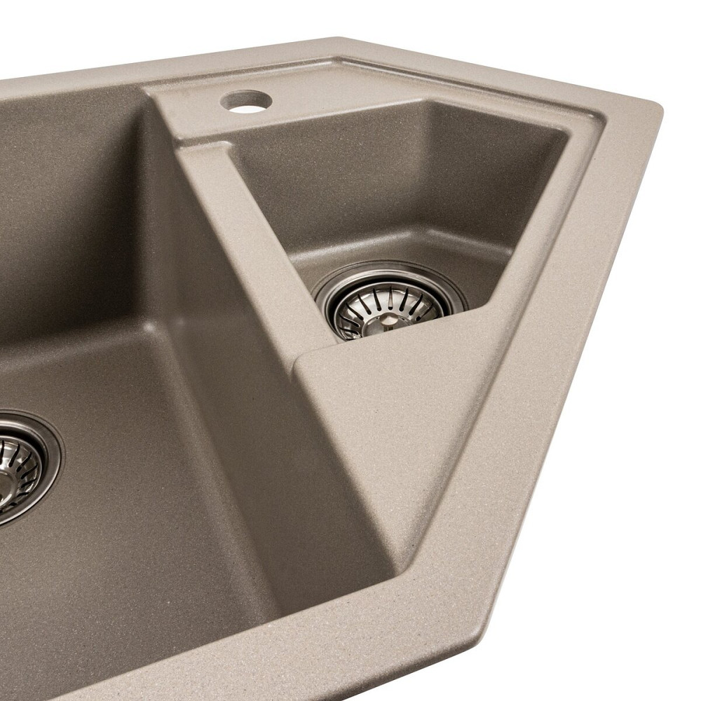 PLATINUM Гранітна мийка для кухні Platinum 9950 PANDORA матовий титан Київ - фото 6