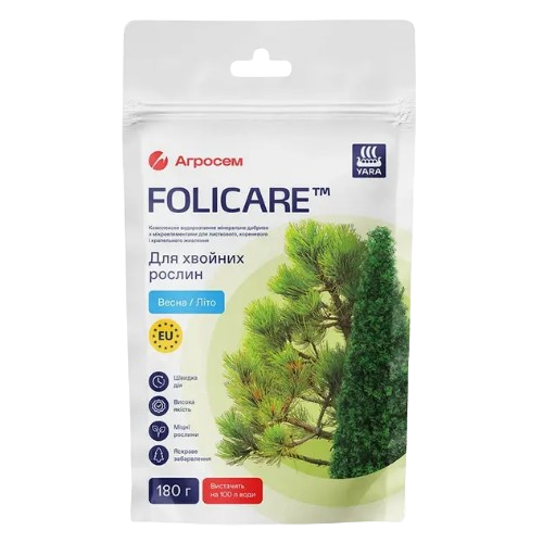 Добриво для хвойних рослин мінеральне 180гр Весна-Літо Yara Folicare Житомир