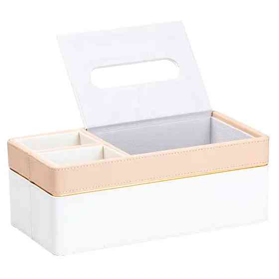 Серветниця-органайзер з еко-шкіри 3 відділення 27*14*'10 см Білий з бежевим HP9190 Коломия