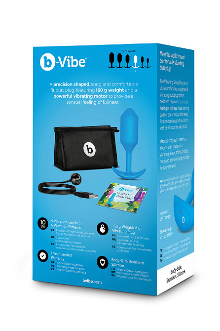 Анальная пробка с вибрацией b-Vibe VIBRATING SNUG PLUG размер L, синяя Sex Aura Киев - изображение 7