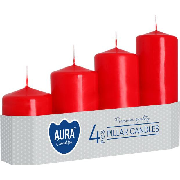 Набір свічок 4 шт. циліндр Bispol AURA Candles Червоні (sw50/4-030) Луцьк - фото 1