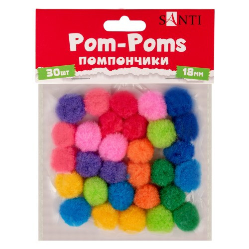 Помпони "SANTI", кольорові, d-18мм, 30шт./уп, шт Київ - фото 1