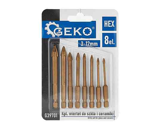 Свердла скла та кераміки "GeKo" з хвостовиком для шуруповерта Hex E6,3 (1/4") комплект  8 шт.  3 - 12 мм Киев
