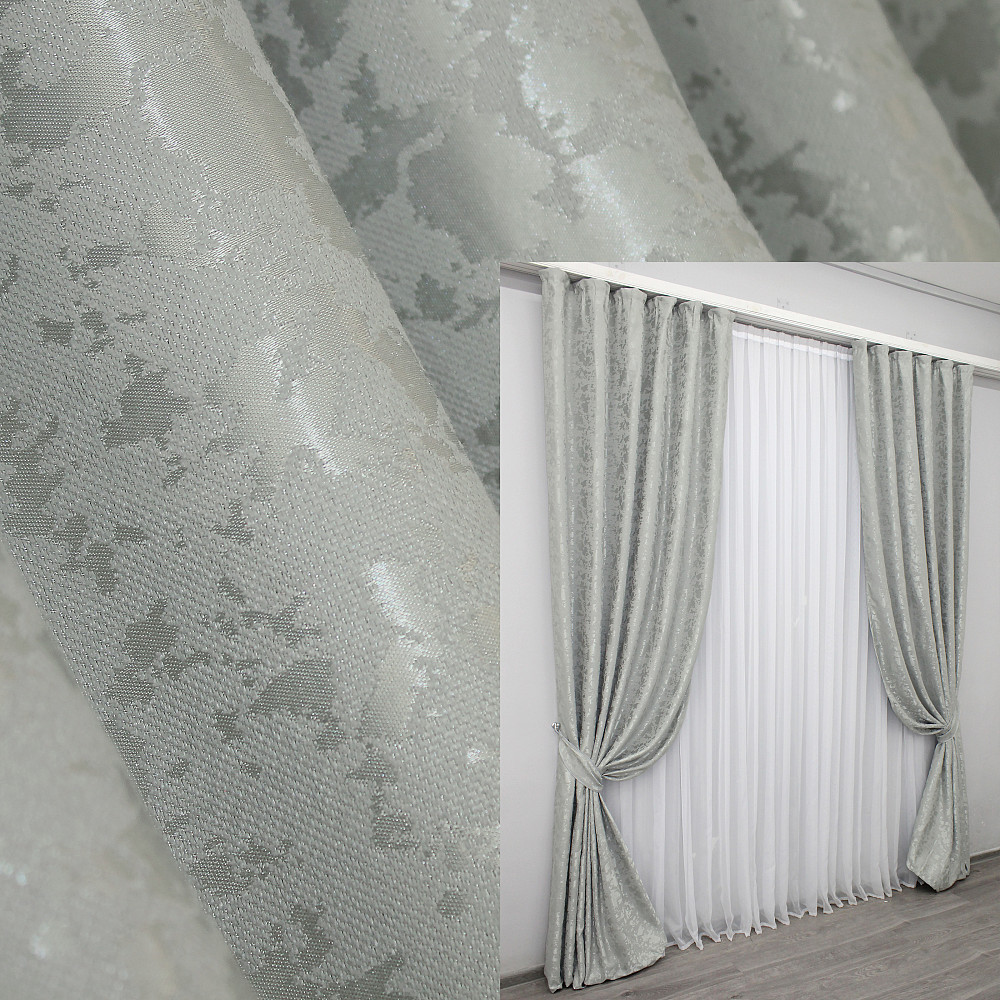 Комплект готовых штор VR-Textil Лен мрамор Pavliani ХО № 1263ш Светло-серый 100х280 см 2 шт (31-588) Киев - изображение 1